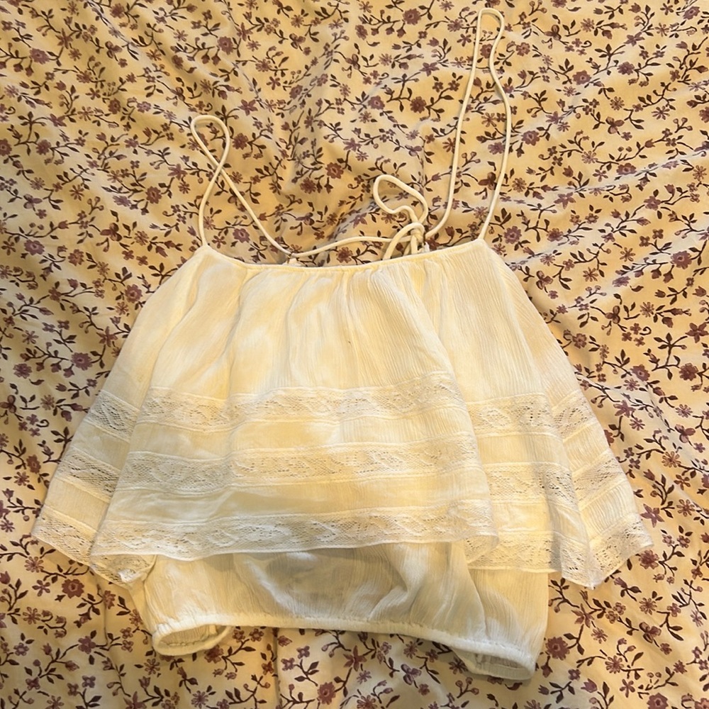 Free People white bubble cropped cami size M